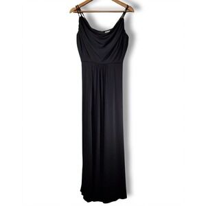 Calvin Klein Drape Front Double Spaghetti Strap Maxi Dress Black Size 4